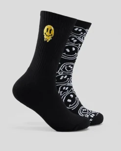 Lucid Drippy Socks 2 Pack Black/white Outlet