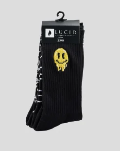Lucid Drippy Socks 2 Pack Black/white Outlet