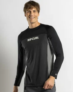 Rip Curl Drive UPF Long Sleeve Rash Vest Black Hot