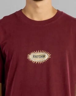 Rhythm Ellipse Sun T-Shirt Merlot New