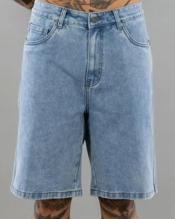S-Double Embroidered Denim Shorts Fade Wash Best