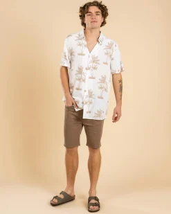Lucid Escapade Short Sleeve Shirt Tan - White Outlet