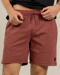 RVCA Escape Elastic Shorts Red Earth Outlet