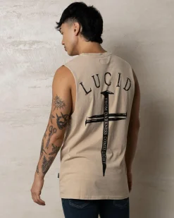 Lucid Essence Muscle Tank Sand Acid Outlet
