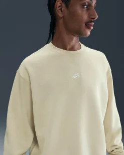 Nike Essential Logo Crew Sweatshirt Lt Khaki/white Hot