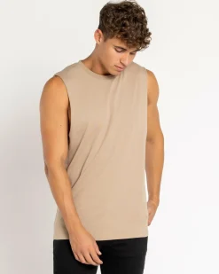 Lucid Essential Muscle Tank Sand New