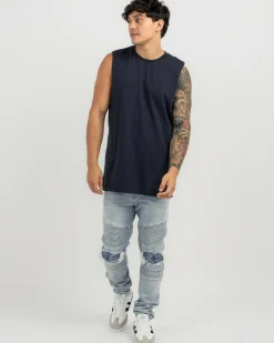 Lucid Essential Muscle Tank Navy Discount