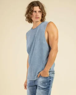 Lucid Essential Muscle Tank Blue Wash