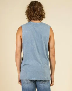 Lucid Essential Muscle Tank Blue Wash