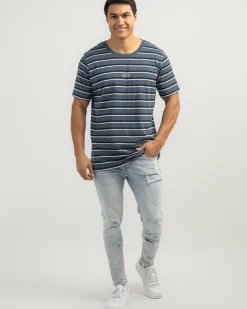 Lucid Essential Stripe T-Shirt Slate Discount