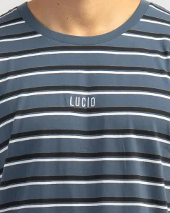 Lucid Essential Stripe T-Shirt Slate Discount
