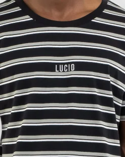 Lucid Essential Stripe T-Shirt Black Outlet