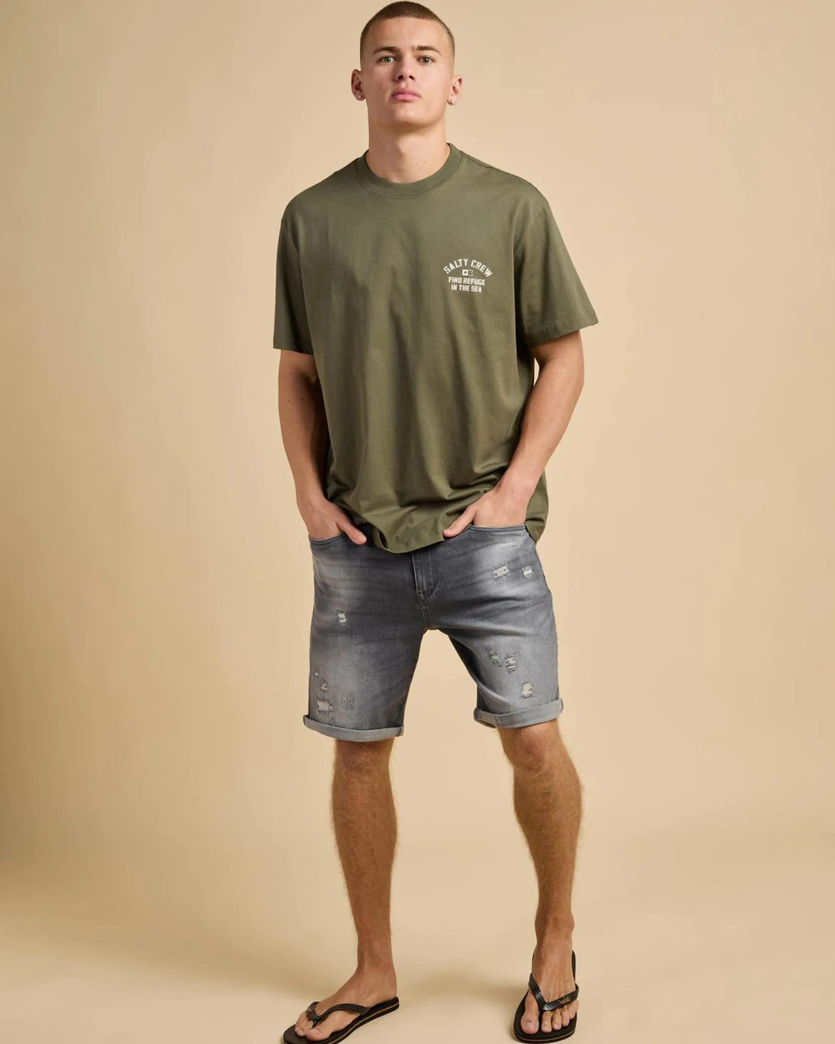 Salty Crew Even Keel Vintage T-Shirt Dusty Olive Discount