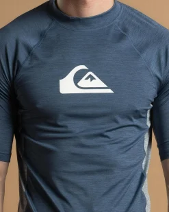 Quiksilver Everyday UPF50 Comp Short Sleeve Rash Vest Vintage Indigo Best