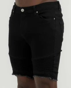 Lucid Expansion Denim Shorts Jet Black Clearance