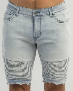 Lucid Expansion Denim Shorts Light Blue Online