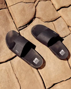 Reef Fanning Slides Black/silver Outlet