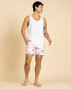 Lucid Feather Elastic Waist Shorts White/ Pink