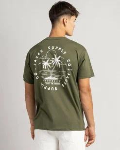 Jacks Find Paradise Surf T-Shirt Army Green Outlet