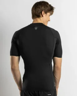 Far King Fitted Short Sleeve Rash Vest Black Clearance