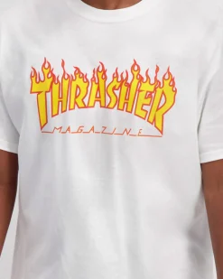 Thrasher Flame Logo T-Shirt White New