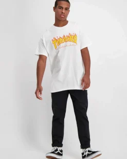 Thrasher Flame Logo T-Shirt White New