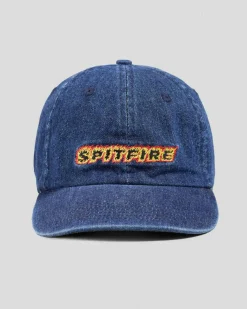 Spitfire Flames Script Strapback Cap Denim Sale