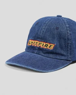 Spitfire Flames Script Strapback Cap Denim Sale