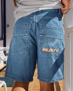 Rusty Flip Daddy 2.0 Jean Shorts Middy Blue