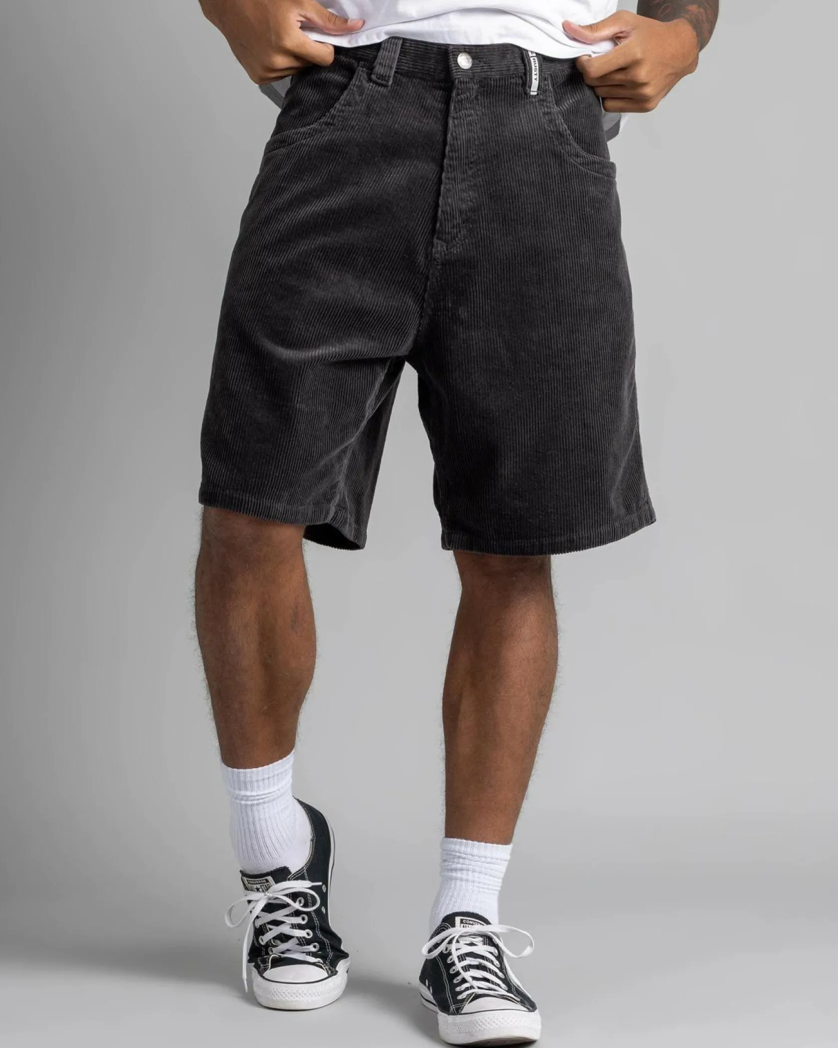 Rusty Flip Daddy Cord Shorts Coal Discount