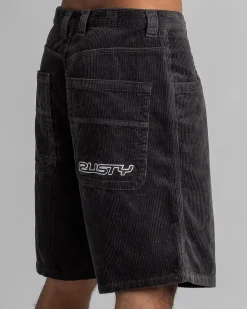 Rusty Flip Daddy Cord Shorts Coal Discount