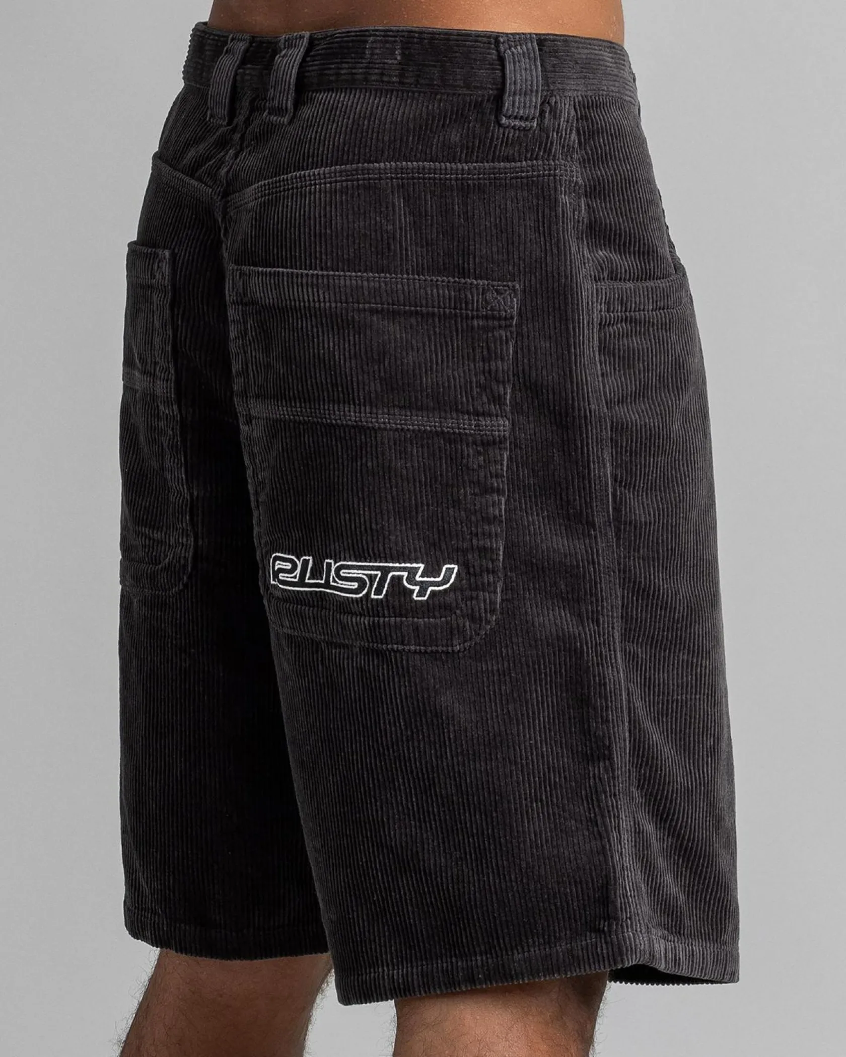 Rusty Flip Daddy Cord Shorts Coal Discount