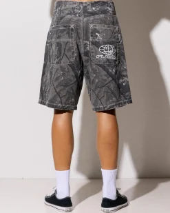 Rusty Flip Rambo Denim Shorts Grey Camo Outlet