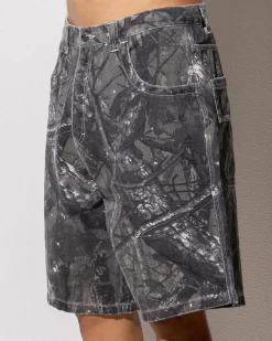 Rusty Flip Rambo Denim Shorts Grey Camo Outlet