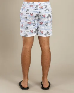 Lucid Floretta Elastic Waist Board Shorts Off White Discount