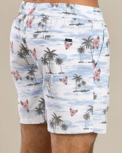Lucid Floretta Elastic Waist Board Shorts Off White Discount