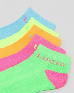 Lucid Fluro Ankle Socks 5 Pack Multi Sale