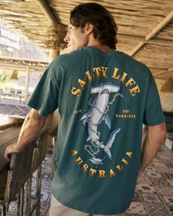 Salty Life Force T-Shirt Green New