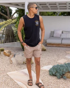 Salty Life Formal Elastic Waist Shorts Tan New