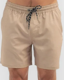 Salty Life Formal Elastic Waist Shorts Tan New