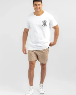 Salty Life Formal Elastic Waist Shorts Tan New
