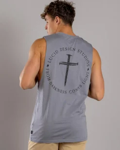 Lucid Fray Muscle Tank Lt Grey Acid Online