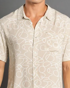 Lucid Freehand Short Sleeve Shirt Tan Clearance