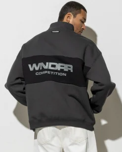 Wndrr Frequency Panel 1/4 Zip Sweatshirt Faded Black Hot