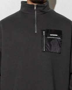 Wndrr Frequency Panel 1/4 Zip Sweatshirt Faded Black Hot