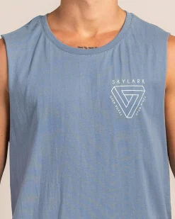 Skylark Friction Muscle Tank Slate Blue Clearance