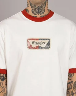Wrangler Gas Ringer T-Shirt Vintage White New