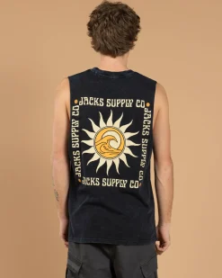 Jacks Golden Glow Muscle Tank Navy Acid New