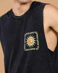 Jacks Golden Glow Muscle Tank Navy Acid New