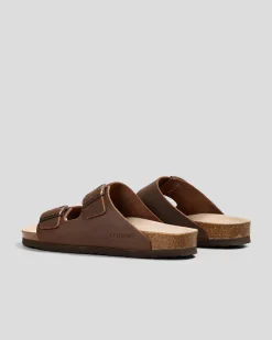 GENUINS Hawaii Oiled Leather Sandals Brown Hot